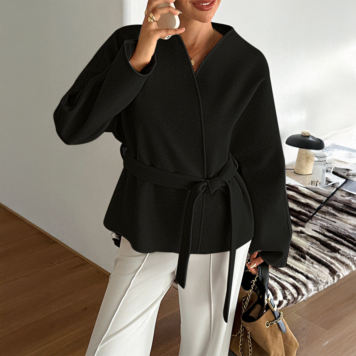 Women's Casual Vacation Strap Long Sleeve Coats