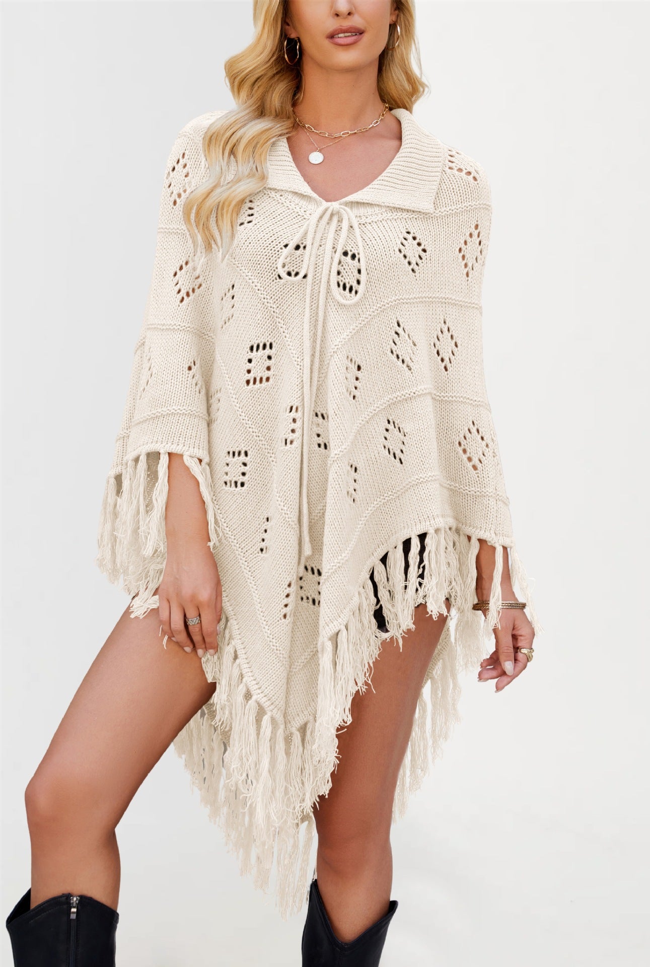 Women's Graceful Fashion Shawl Tassel Knitted Sweaters