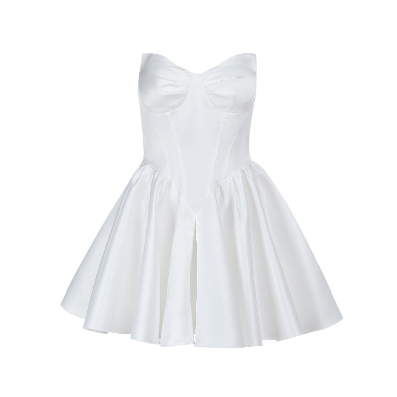 French Waist Dress Sexy Temperament Strapless Dresses