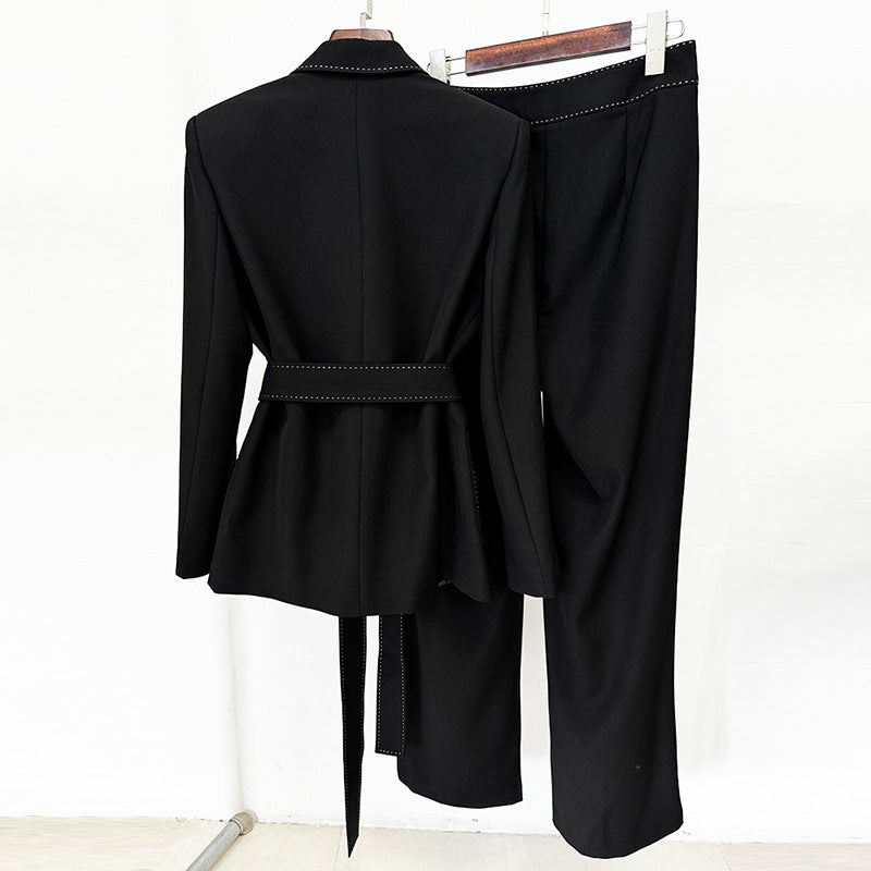 Beaded Decorative Series Belt Two-piece Set Fashion Casual Suit