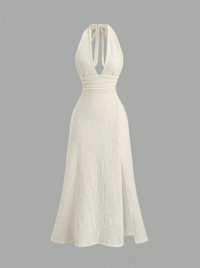 Temperament Elegant Light Luxury Backless Halter Dress