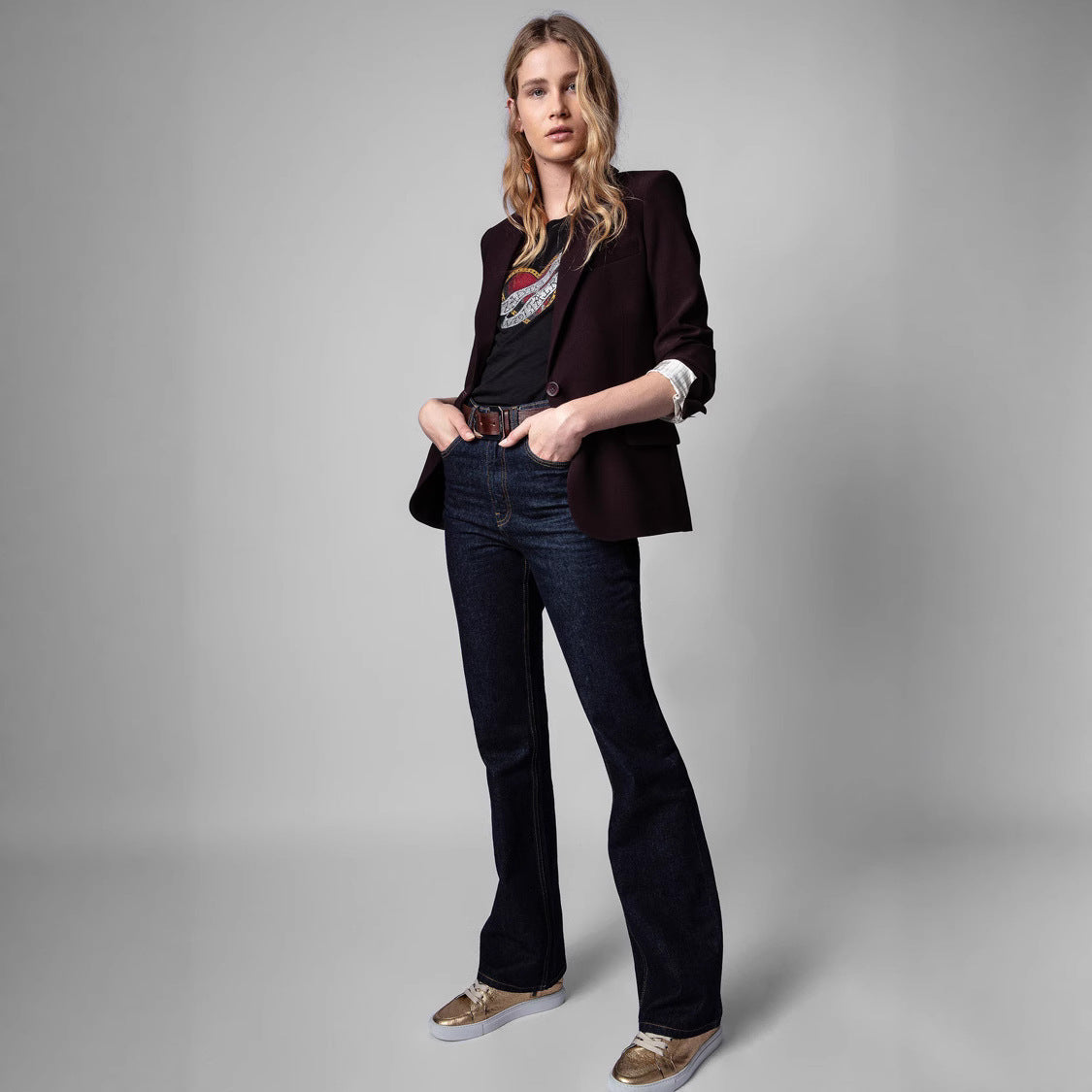 Women's Minority Love Letter Printed Rhinestones Cotton Blouses