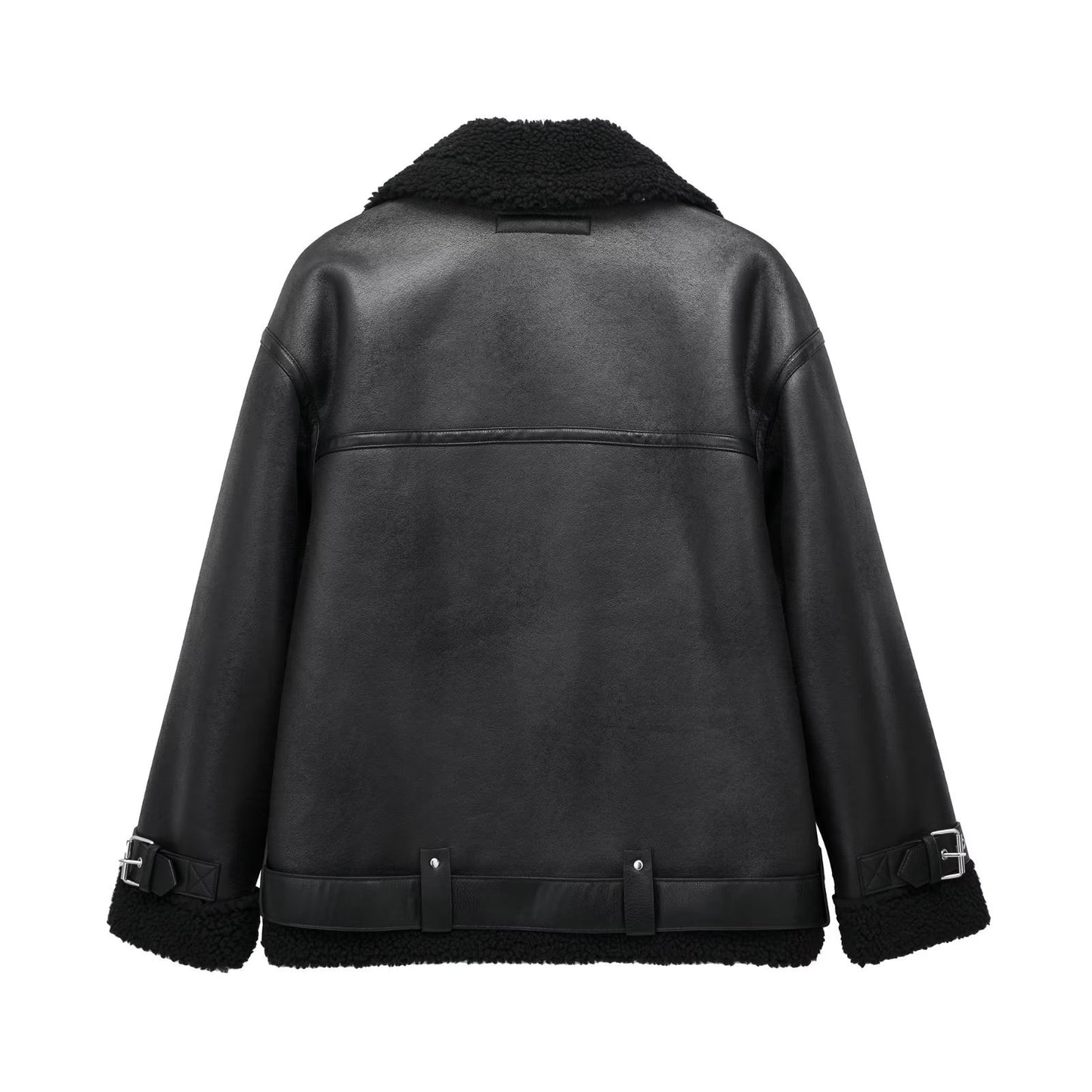 Women's Fashion Zipper With Belt Double-sided Loose Jackets