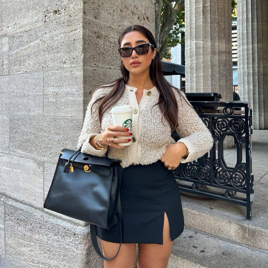 Women's Solid Color Classic Style Knitted Woolen Coats