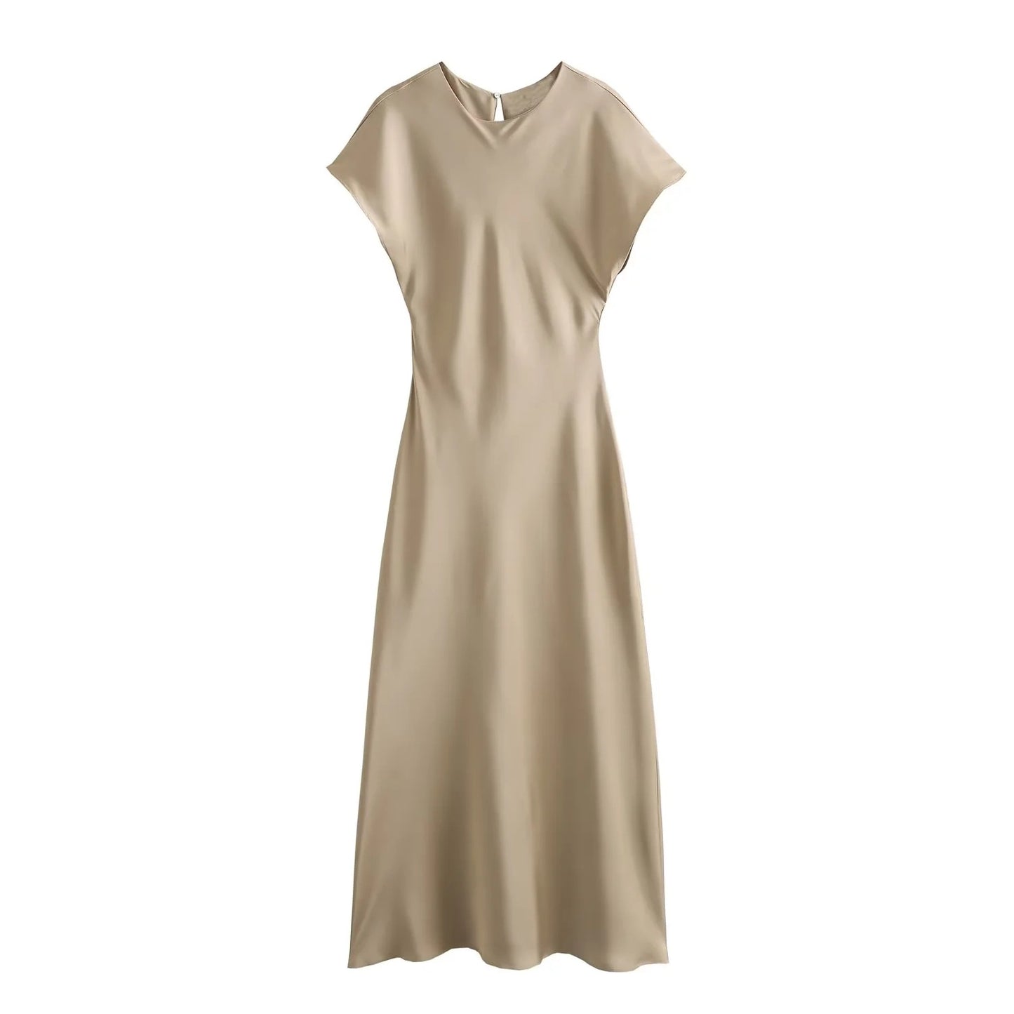 Women's Silk Satin Texture Solid Color Sleeveless Dresses