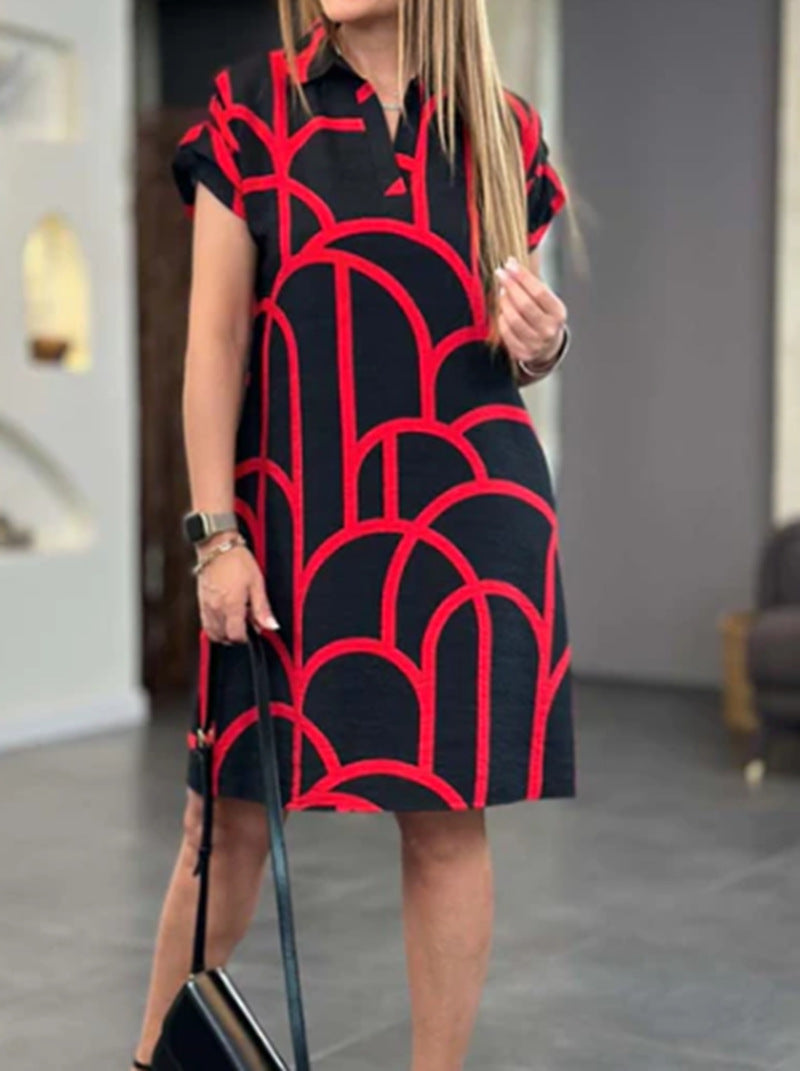 Women's Summer Printed Pocket Sleeve Dress Dresses