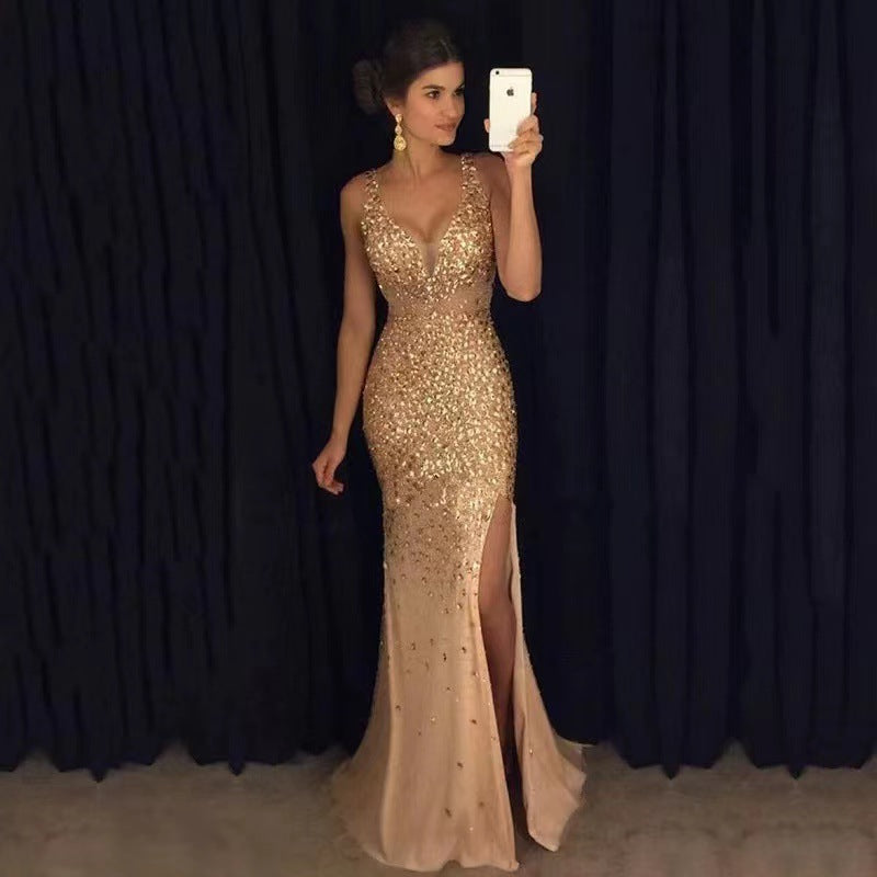 Glamorous Cool Split Bronzing Dress Long Dresses