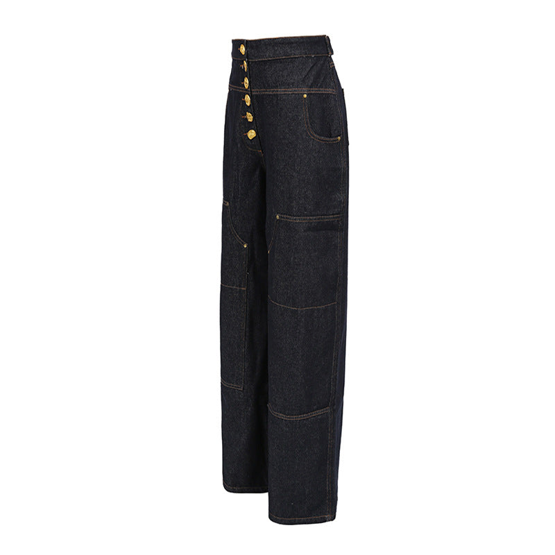 Design Trousers Autumn High Waist Rivet Jeans