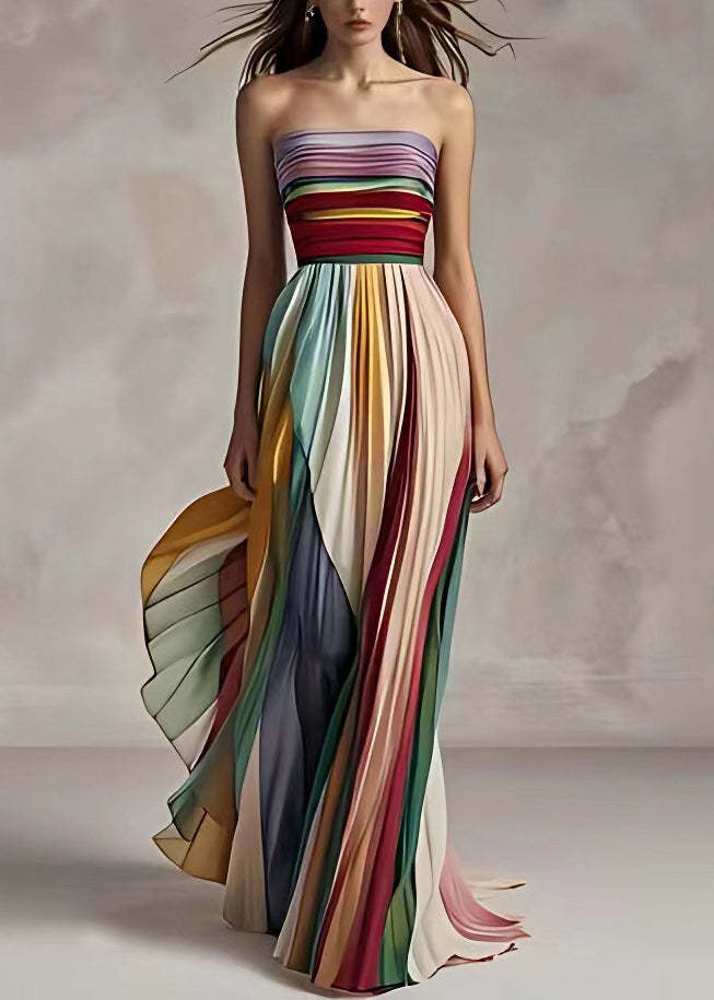 Trendy Sexy Tube Printed Color Dress Dresses