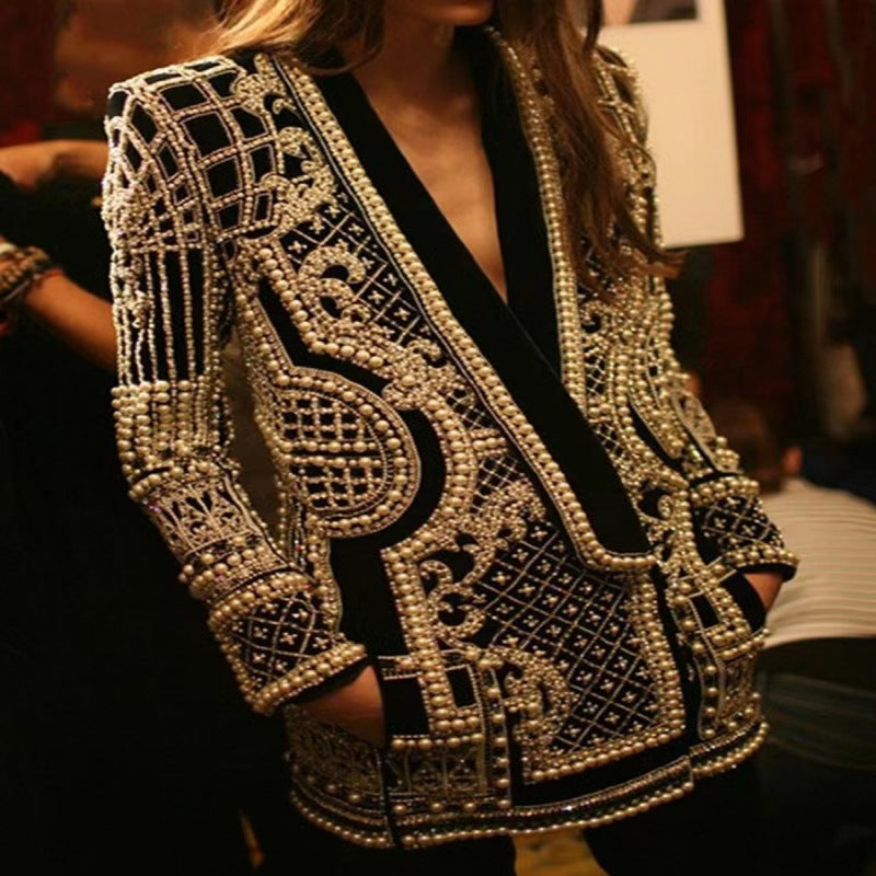 Women's Winter Custom Long-sleeved Thickened Bubble Beads Blazers