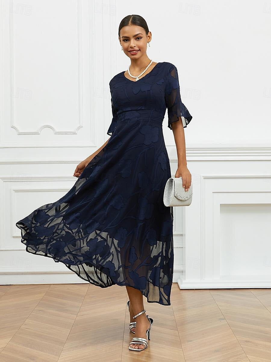 Large Swing Fashionable Elegant Collar Jacquard Dress