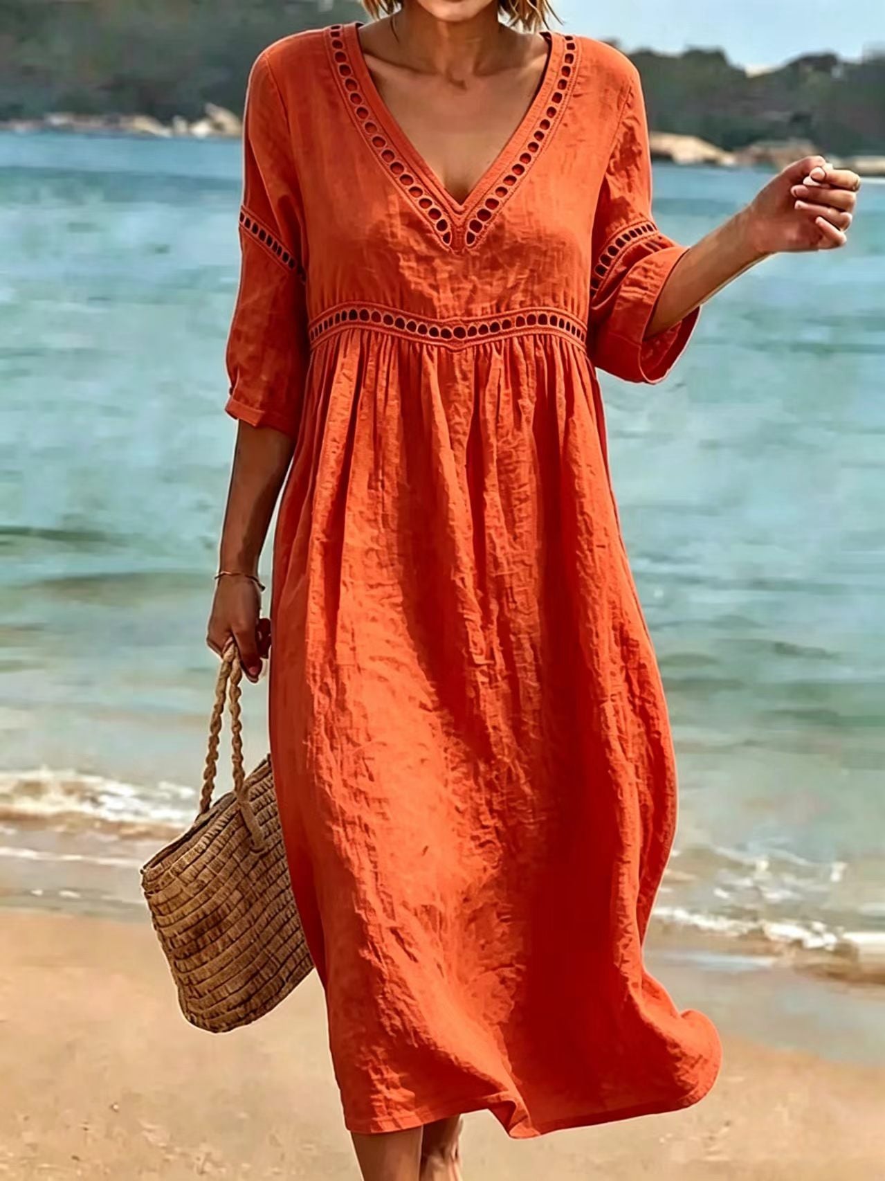 Women's Elegant Casual Solid Color Half Sleeves Dress