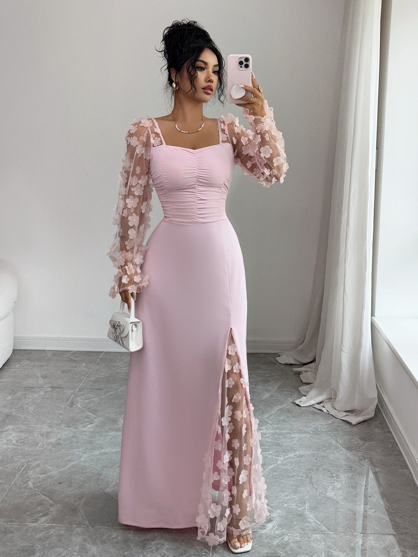 Women's French Vintage Style Long Sleeve Dress