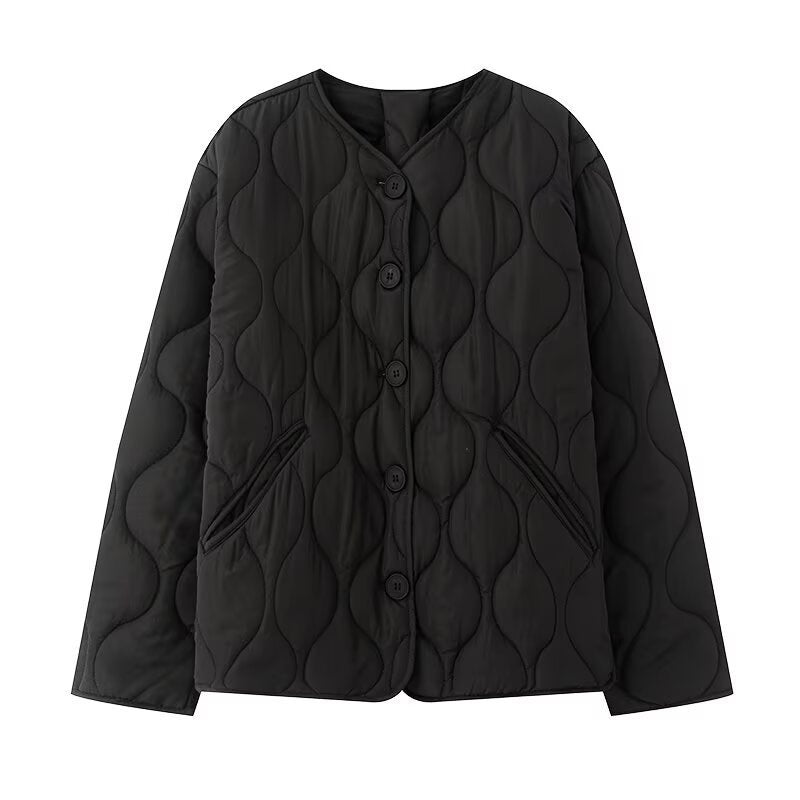 Women's Fashion Casual Diamond Lattice Loose Cotton Coats