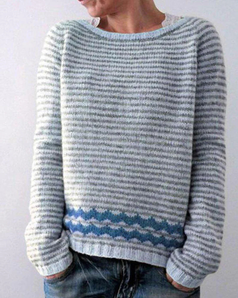 Women's Fashion Round Neck Multicolor Loose Leisure Sweaters
