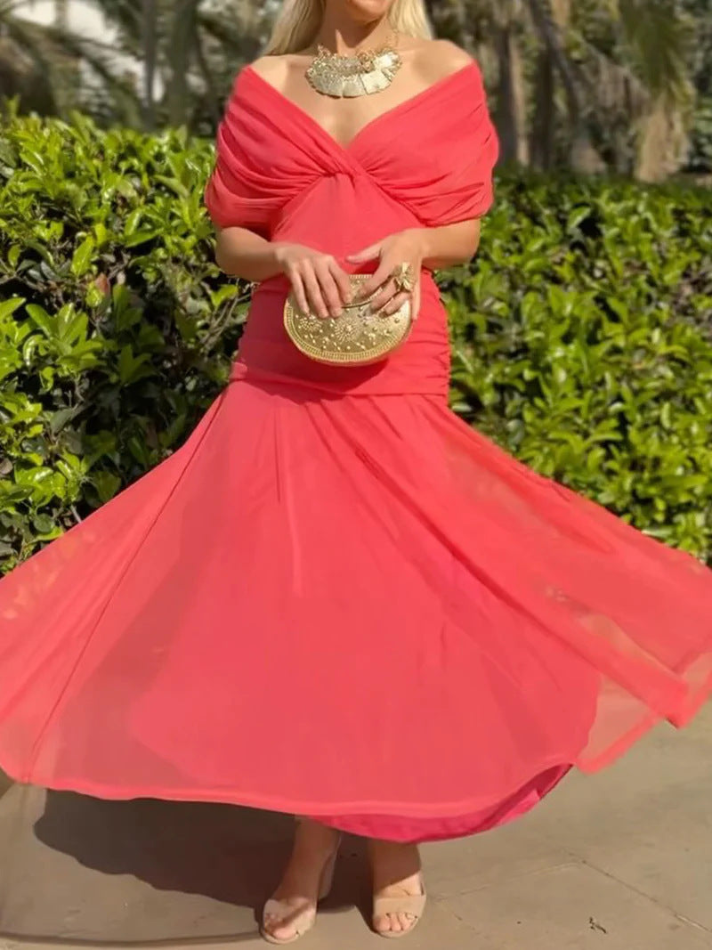 Women's Trendy Chiffon Printed Tube Dress Dresses