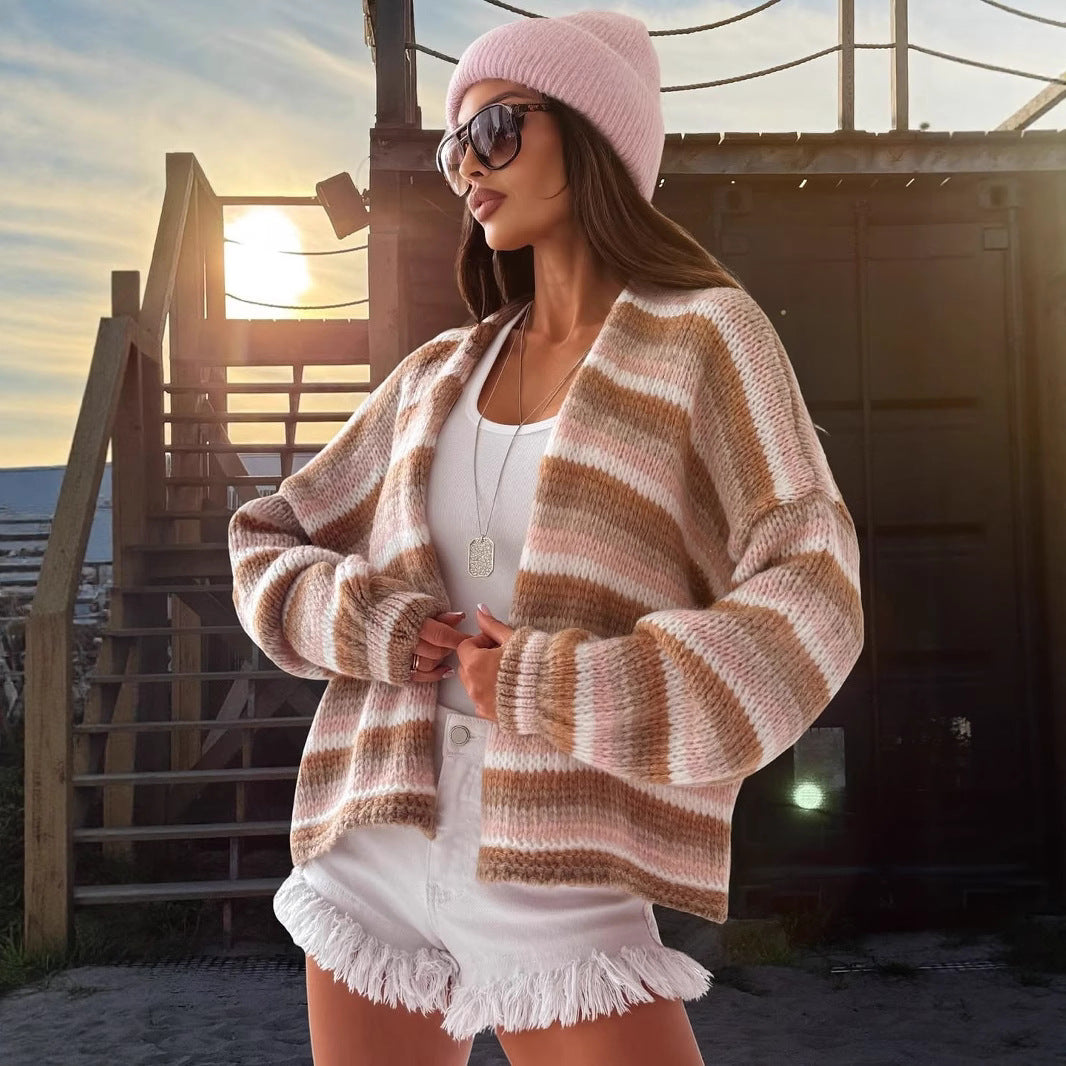 Knitted Retro Crew Neck Long Sleeve Sweaters