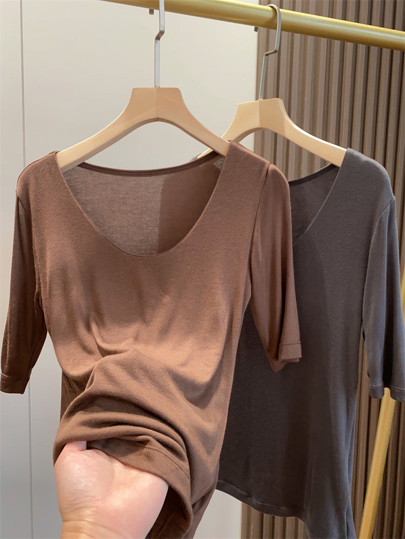 Women's Heavy Mulberry Silk Real Scoop Soft Tops