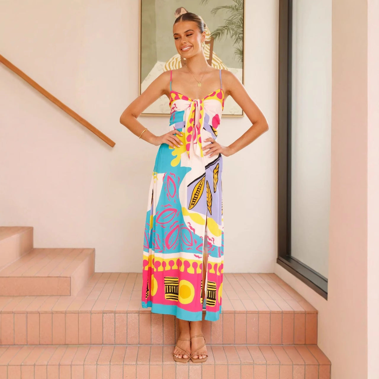 Comfortable Casual Sexy Bow Sleeveless Split Dress