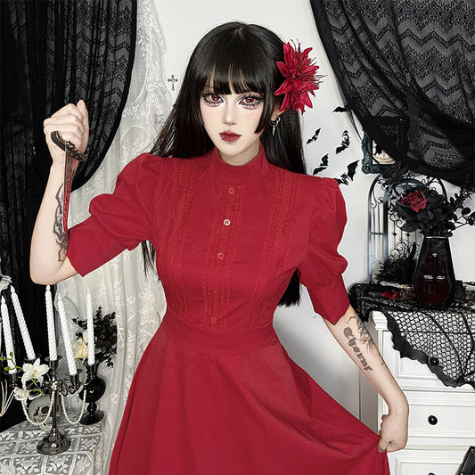 Pearl Red Dress Autumn Gothic Phoenix Dresses