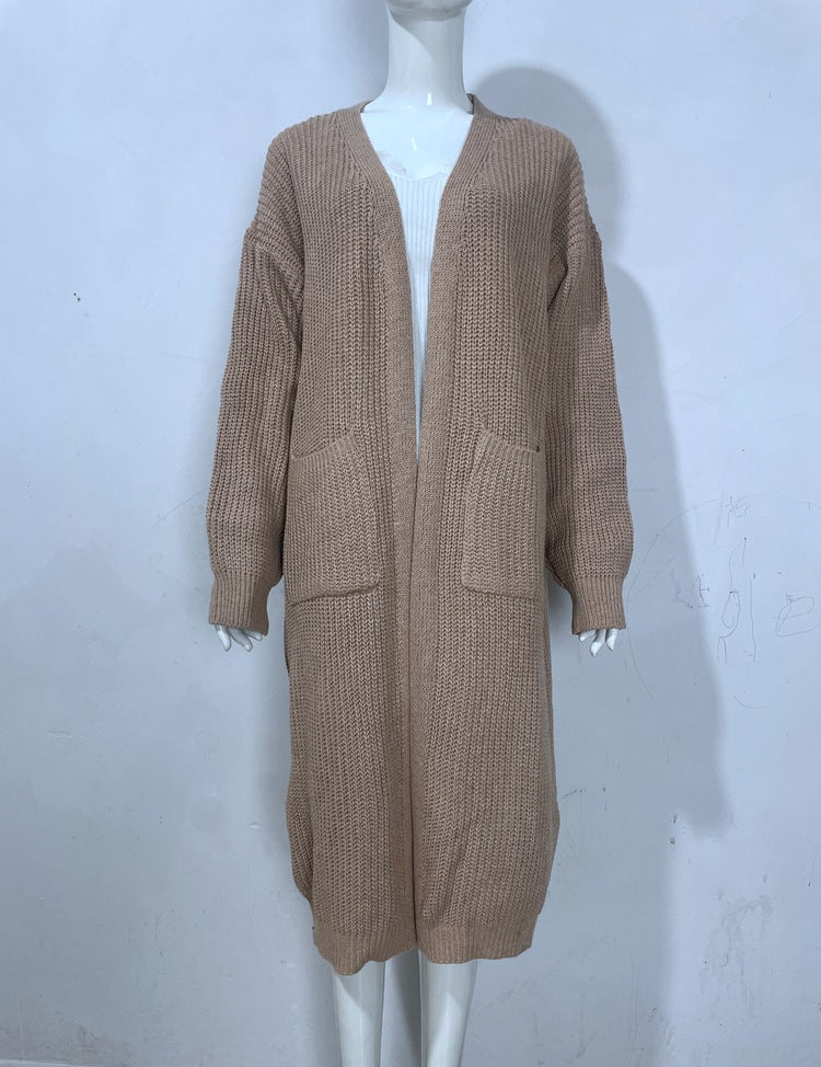 Women's Long Pocket Oversized Knit Loose Women's Sweater