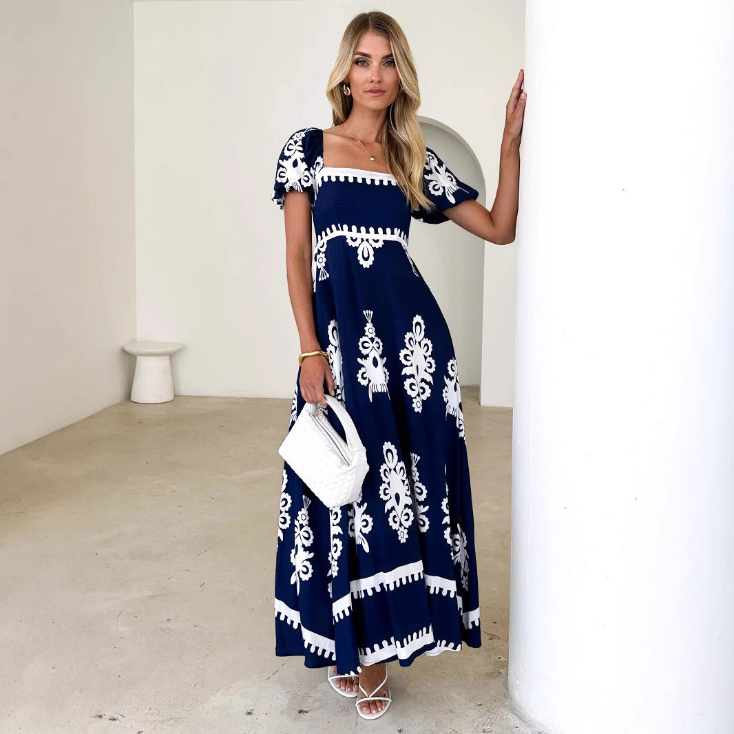 Women's Summer Vacation Style Printed Beach Dress Dresses