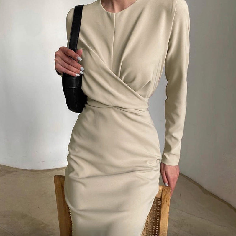 Women's Long Sleeve Autumn French Retro Slim Fit Slimming Dress