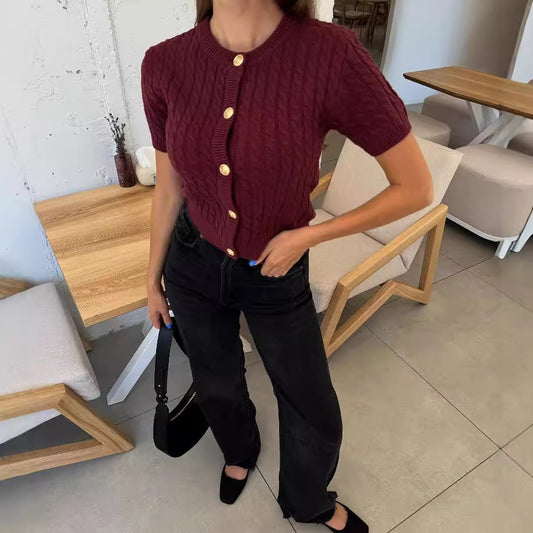 Women's Slimming Twist Twisted String Knitted Angora Blouses