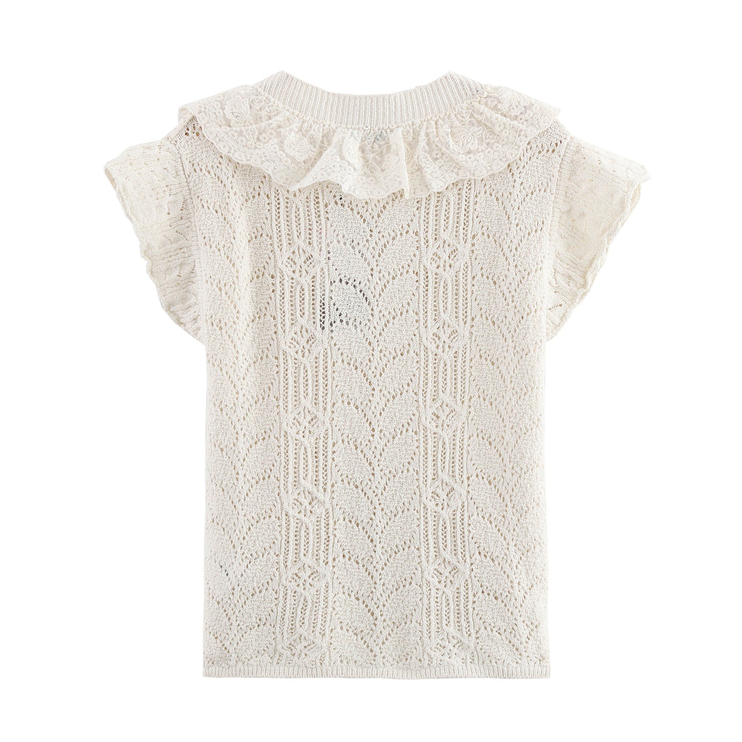 Spring Laminated Decoration Jacquard Mesh Knitted Sweaters