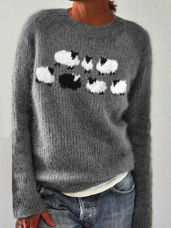 Women's Round Neck Multicolor Loose Fashion Pullover Sweaters