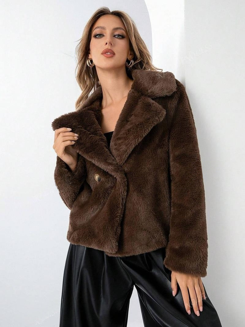 Women's Fur Imitation Fox Faux Long Sleeve Shorts