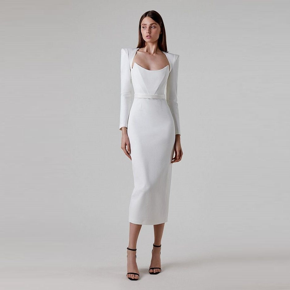 Women's Style Dress Square Collar Horn Shoulder Dresses