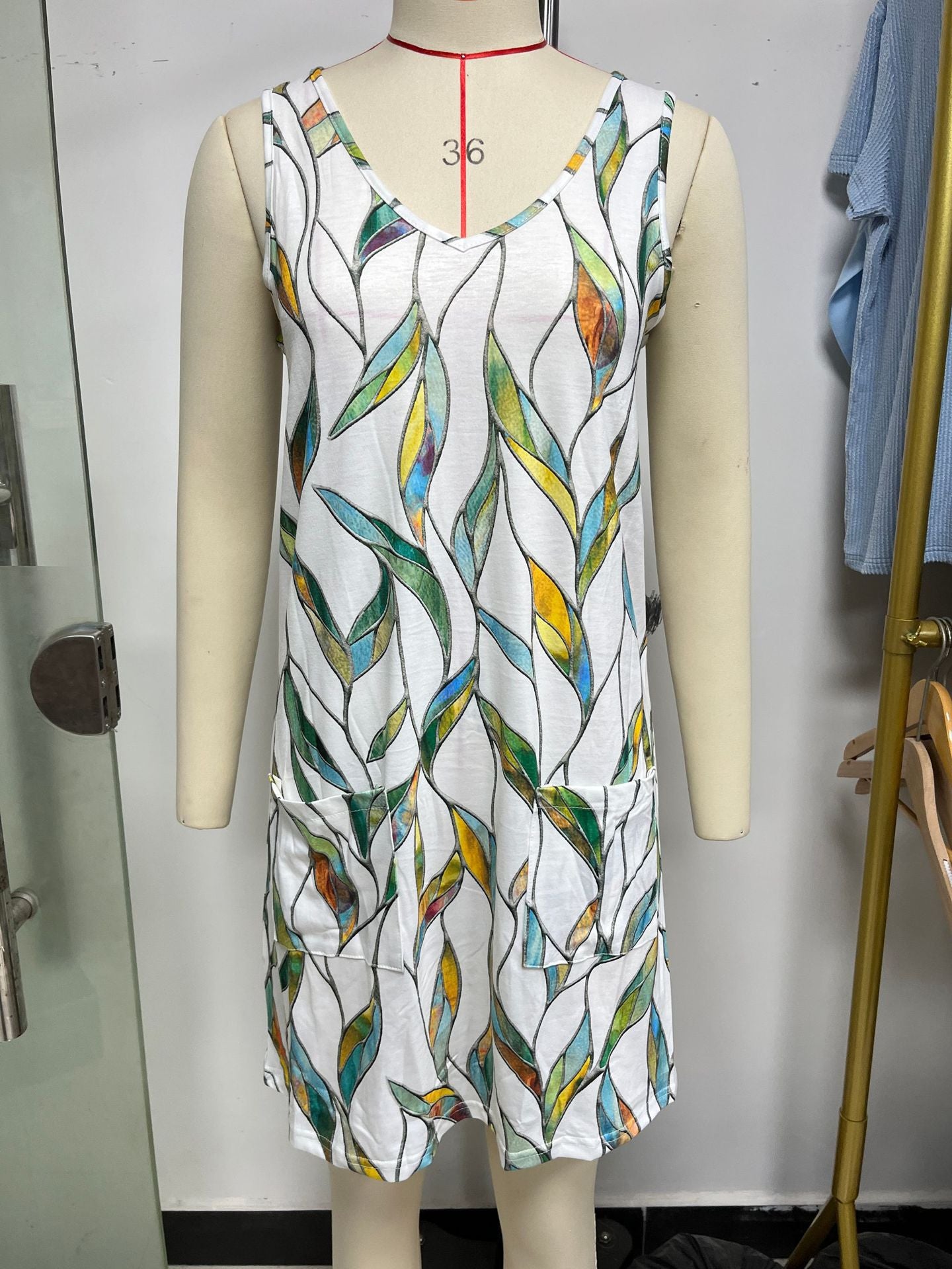 Unique Printed Sling Loose Casual Sleeveless Dress