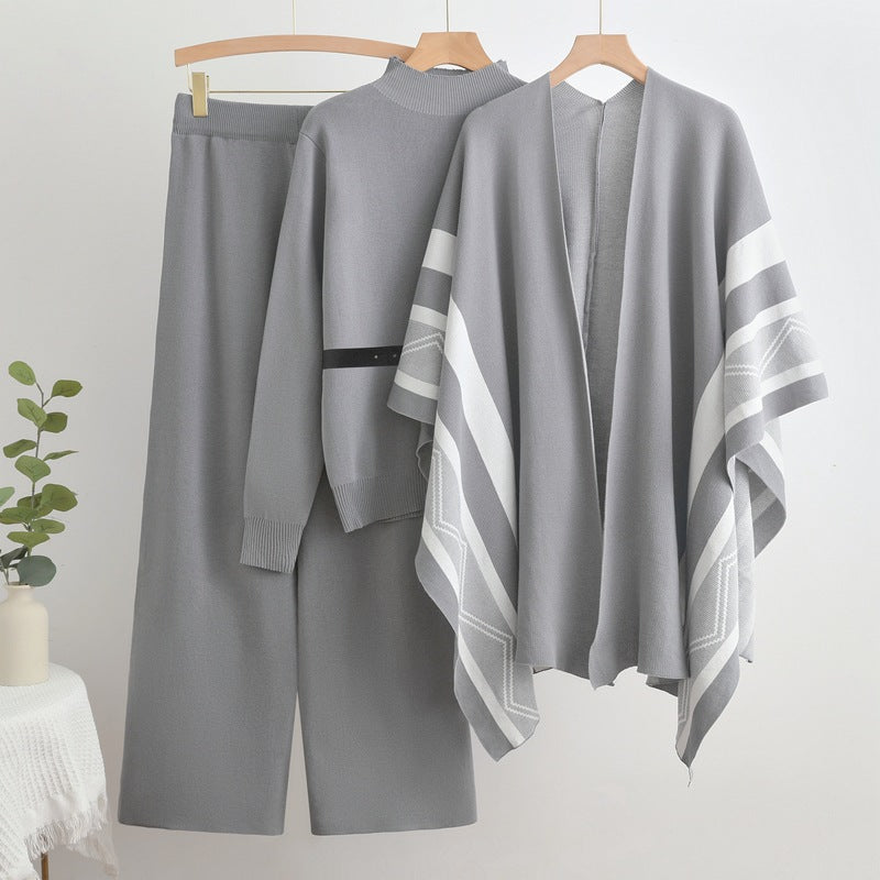 Loose Casual Shawl Turtleneck Bottoming Three Suits