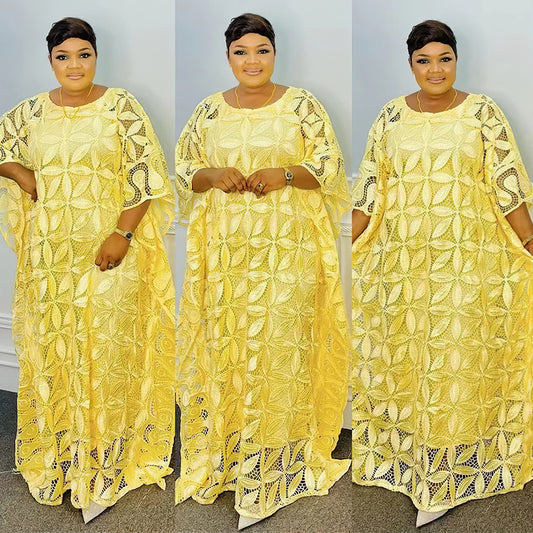 African Water Soluble Lace Loose Long Dresses