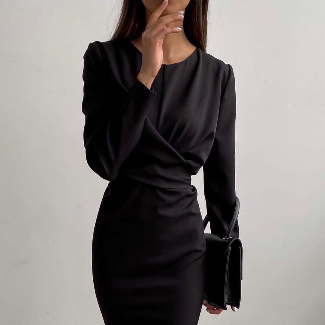 Women's Long Sleeve Autumn French Retro Slim Fit Slimming Dress