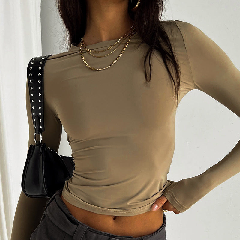 Women's Neck Slim Bottoming Shirt Long Sleeve Tops