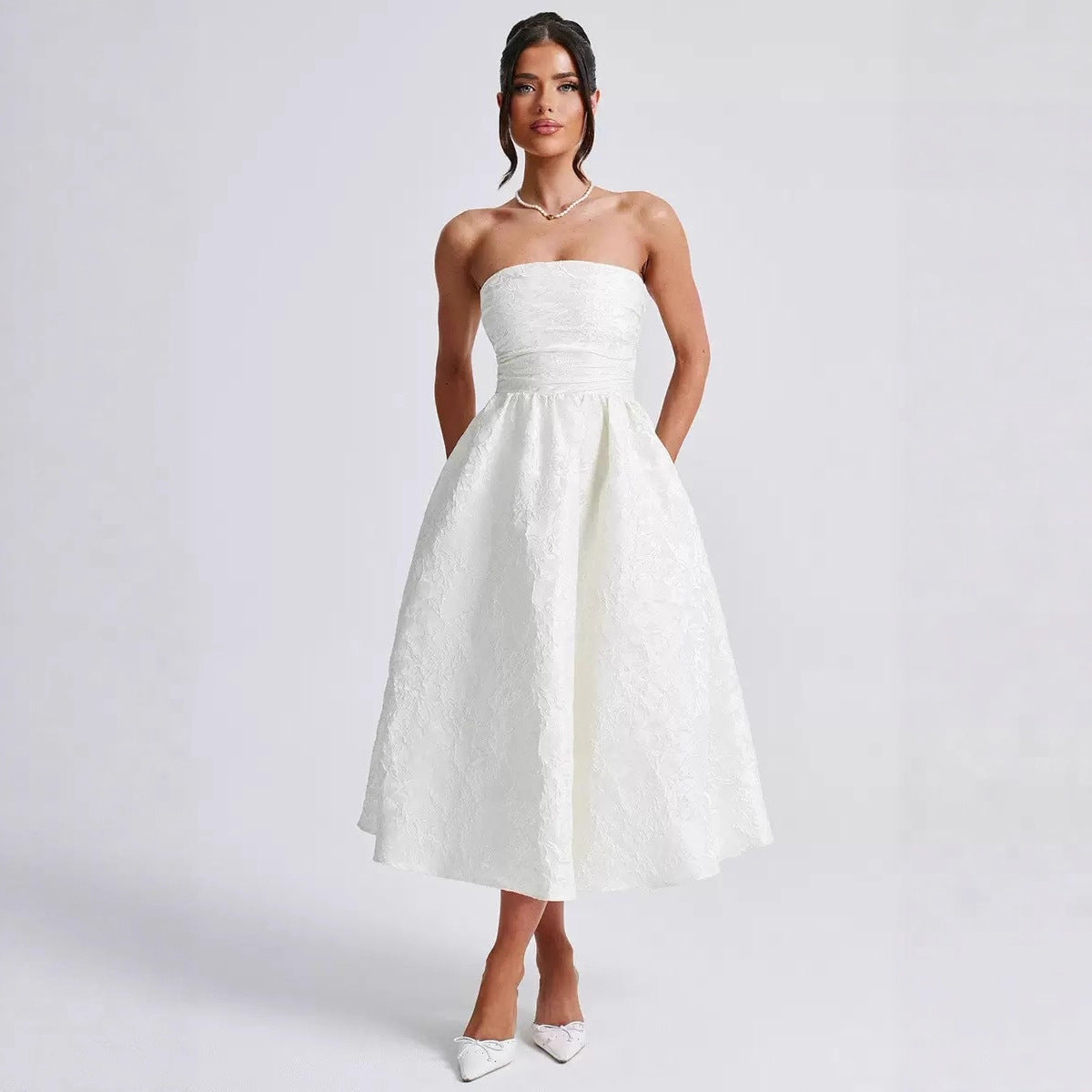 Dress Senior Elegant Jacquard Sleeveless Backless Dresses