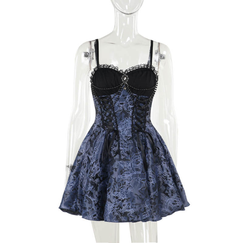 Women's Autumn Halloween Dark Style Sexy Two-color Jacquard Dresses