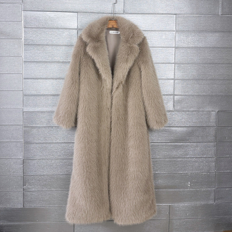 Women's Thick Imitation Plush Furry Fur Extended Coats