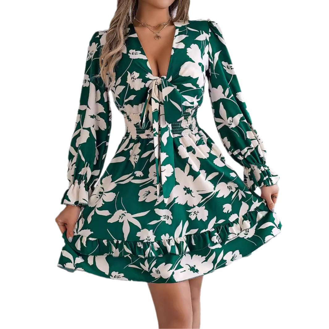 Women's Casual Flower Half Sleeve Ruffled A- Clothing