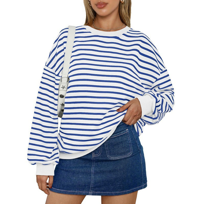 Graceful Elegant Women's Striped Long Sleeve Women's Sweater, Sweater