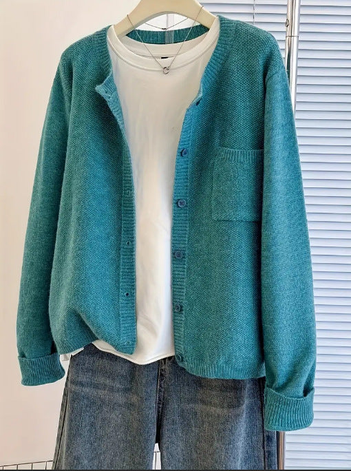 Neck Slimming Commute Korean Style Loose Long Sweaters