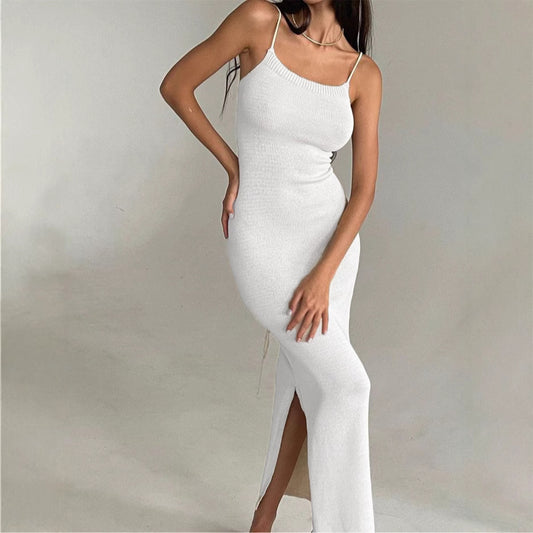 Mid-length Skinny Knit Summer Sexy Slit Temperament Dresses