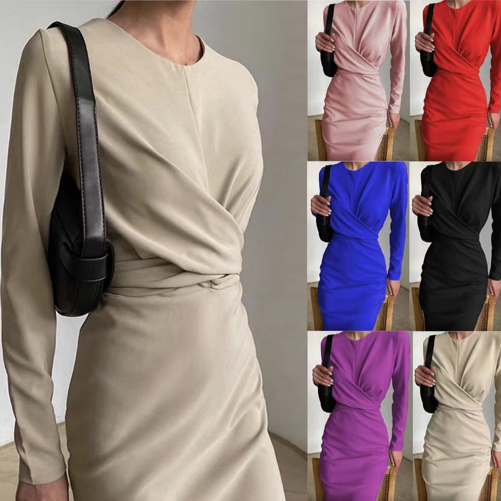 Women's Long Sleeve Autumn French Retro Slim Fit Slimming Dress