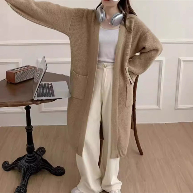 Women's Knitted Idle Style Loose Pure Color Long Women's Sweater