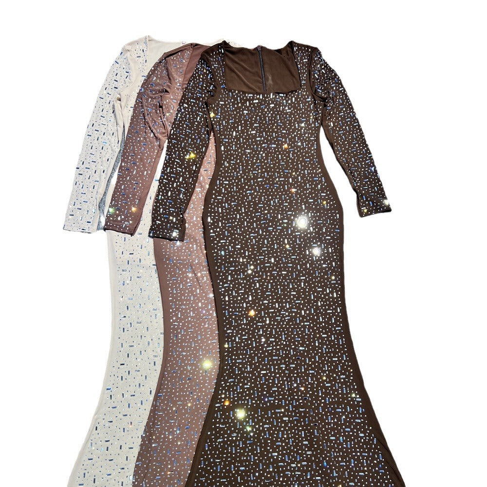 Nude Sexy Slim Long Sleeve Dress Dresses