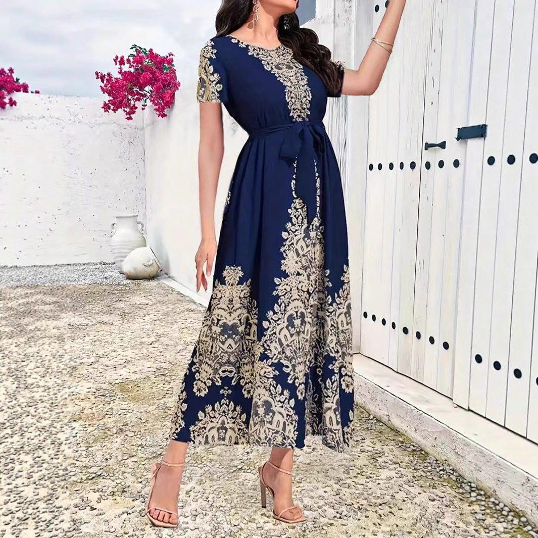 Summer Fashion Blue Printed Elegant Sleeve Shorts