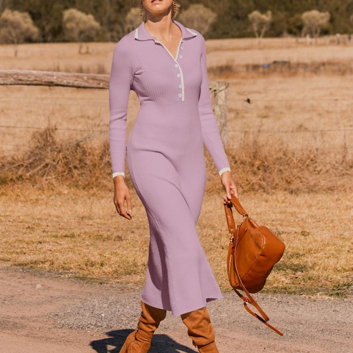 Knitted Midi Slim Fit Slimming Temperament Sheath Dress