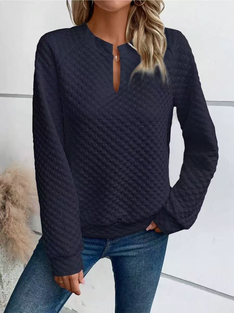 Women's Autumn Solid Color Deep Stitching Long Sleeve Women's Sweater, Sweater